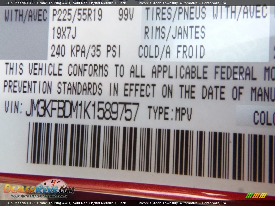 2019 Mazda CX-5 Grand Touring AWD Soul Red Crystal Metallic / Black Photo #12