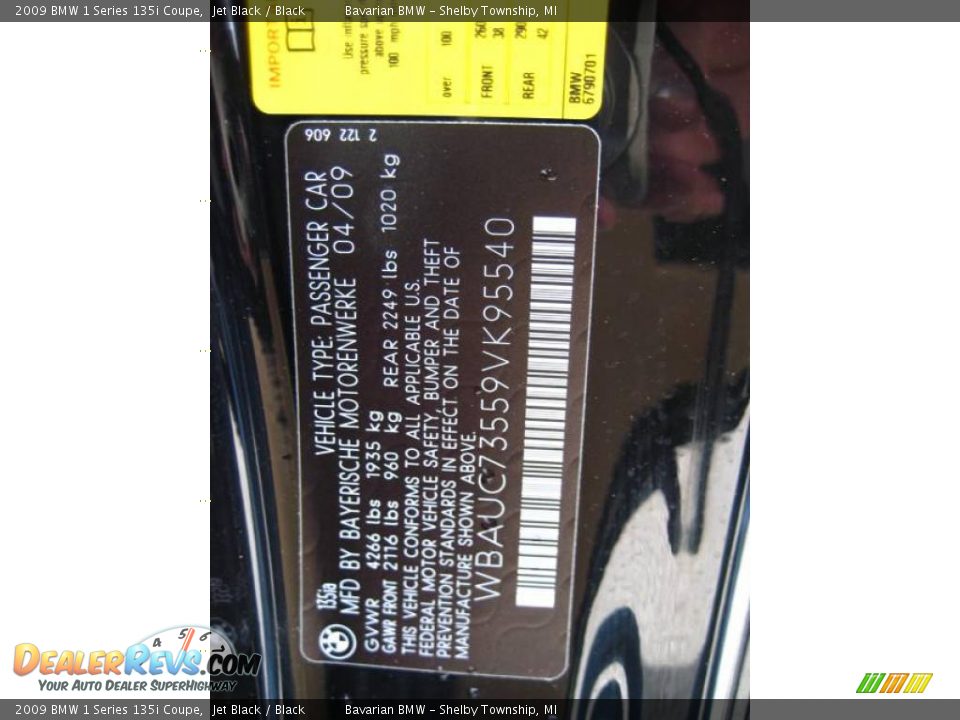 2009 BMW 1 Series 135i Coupe Jet Black / Black Photo #12