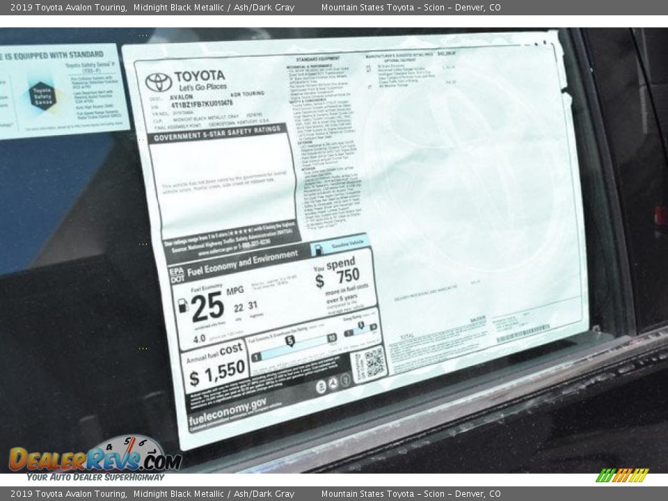2019 Toyota Avalon Touring Midnight Black Metallic / Ash/Dark Gray Photo #11