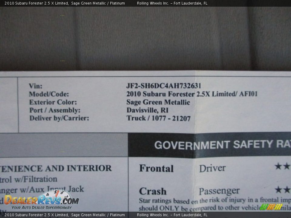 2010 Subaru Forester 2.5 X Limited Sage Green Metallic / Platinum Photo #30