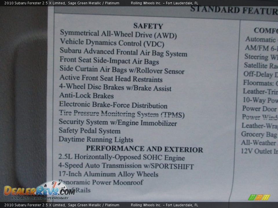 2010 Subaru Forester 2.5 X Limited Sage Green Metallic / Platinum Photo #31
