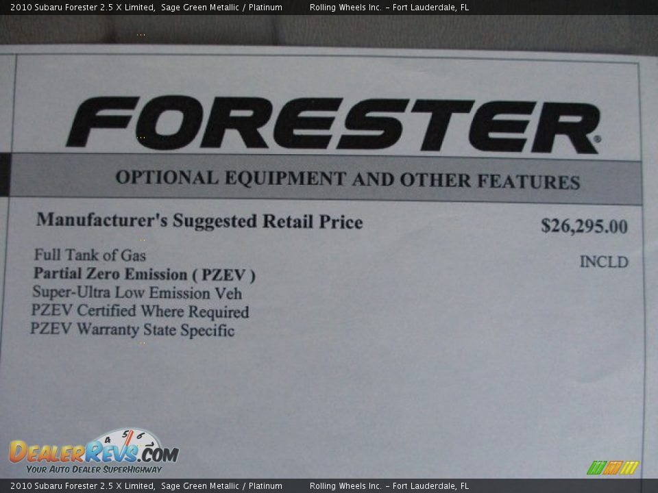 2010 Subaru Forester 2.5 X Limited Sage Green Metallic / Platinum Photo #33