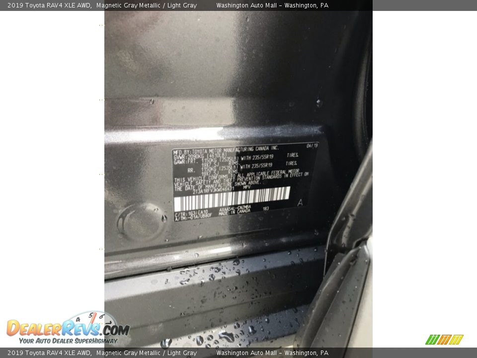 2019 Toyota RAV4 XLE AWD Magnetic Gray Metallic / Light Gray Photo #15