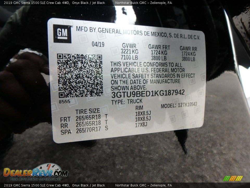 2019 GMC Sierra 1500 SLE Crew Cab 4WD Onyx Black / Jet Black Photo #16