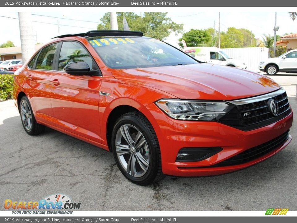 2019 Volkswagen Jetta R-Line Habanero Orange / Storm Gray Photo #2