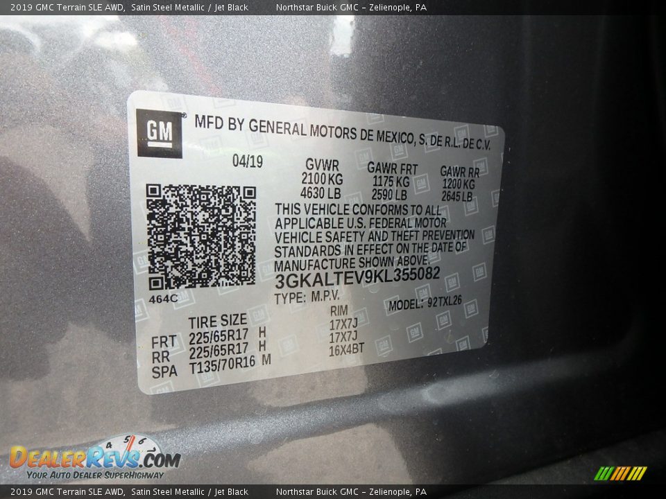 2019 GMC Terrain SLE AWD Satin Steel Metallic / Jet Black Photo #16