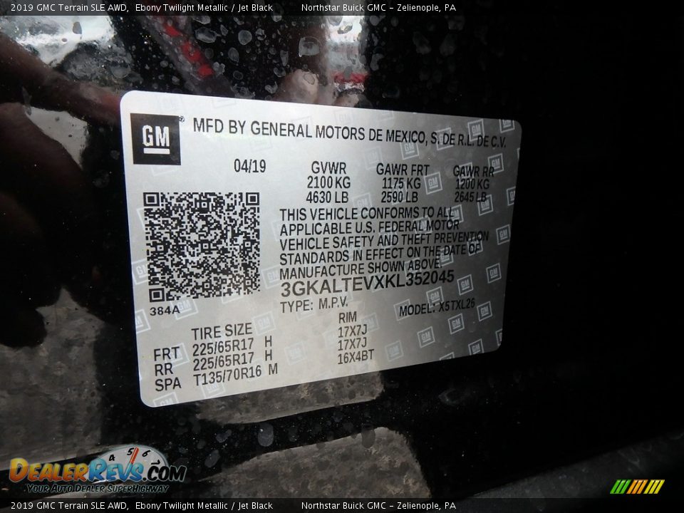2019 GMC Terrain SLE AWD Ebony Twilight Metallic / Jet Black Photo #16
