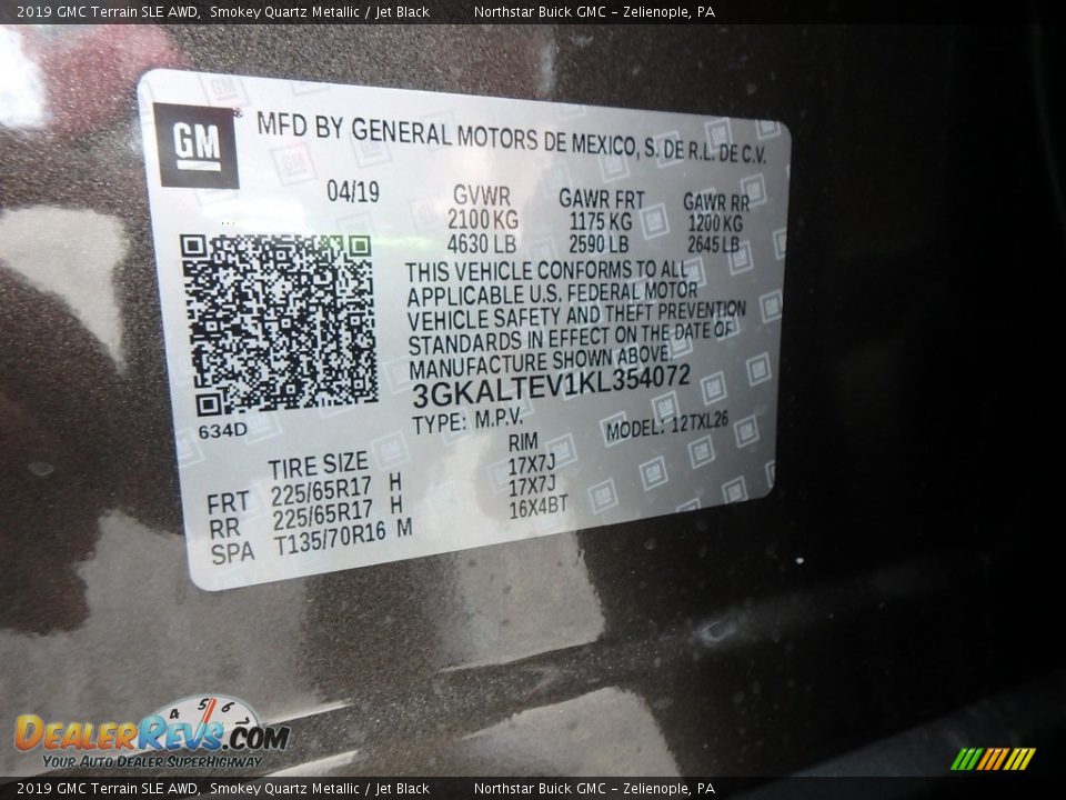 2019 GMC Terrain SLE AWD Smokey Quartz Metallic / Jet Black Photo #16