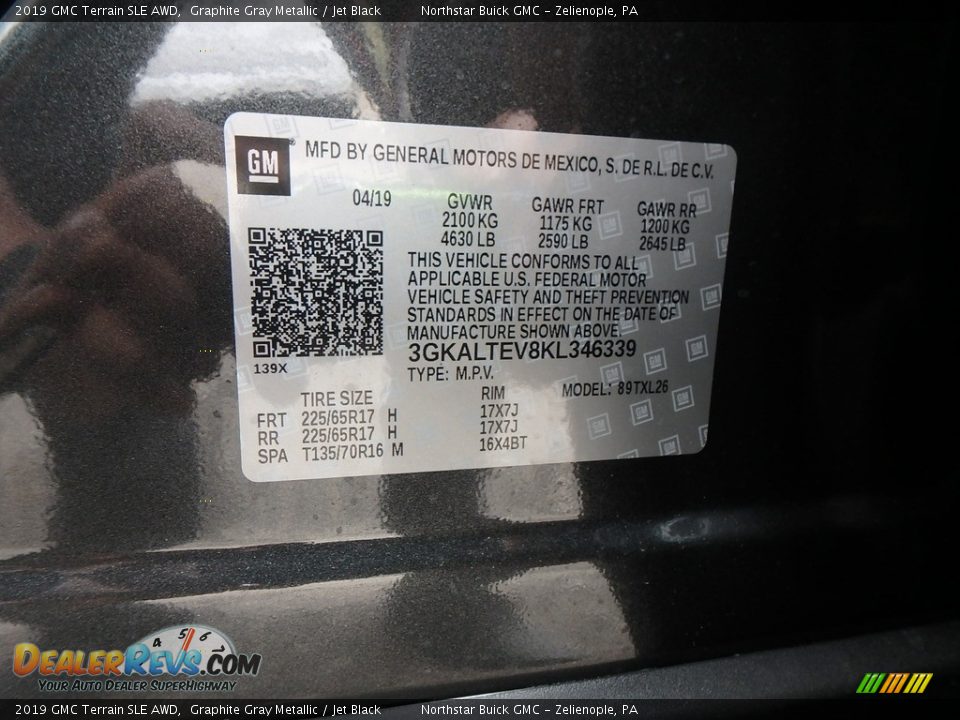 2019 GMC Terrain SLE AWD Graphite Gray Metallic / Jet Black Photo #16