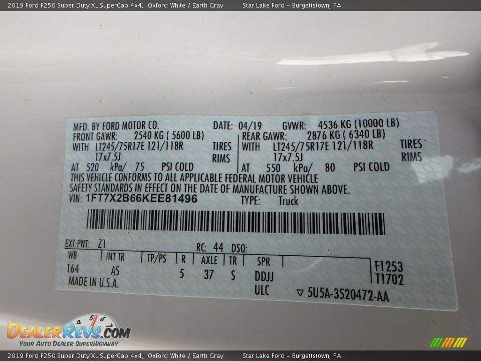 2019 Ford F250 Super Duty XL SuperCab 4x4 Oxford White / Earth Gray Photo #12