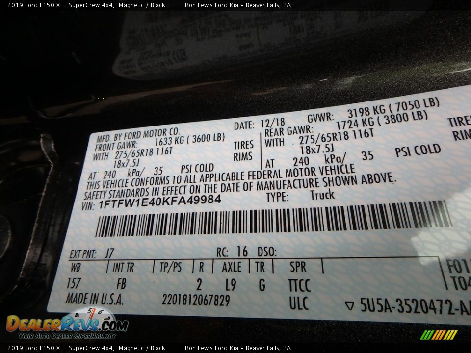 2019 Ford F150 XLT SuperCrew 4x4 Magnetic / Black Photo #14
