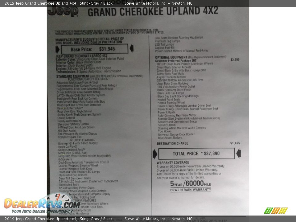 2019 Jeep Grand Cherokee Upland 4x4 Sting-Gray / Black Photo #35