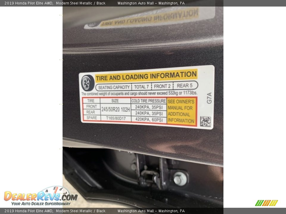 2019 Honda Pilot Elite AWD Modern Steel Metallic / Black Photo #13