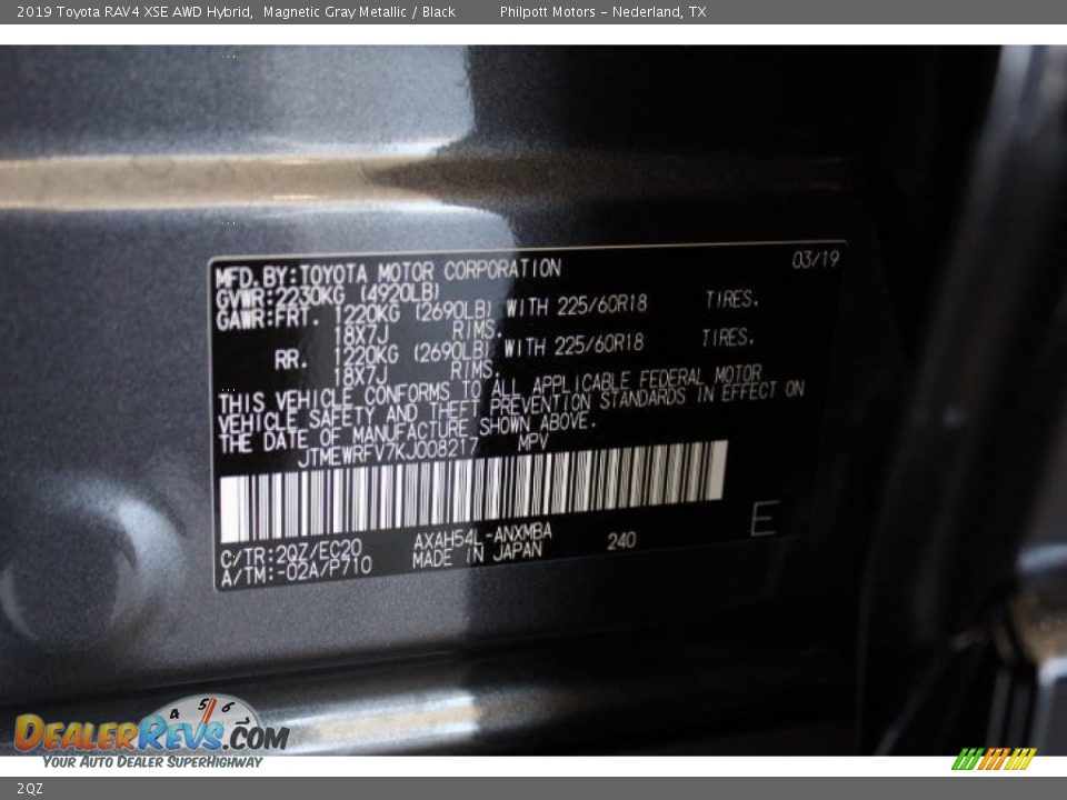 Toyota Color Code 2QZ Magnetic Gray Metallic