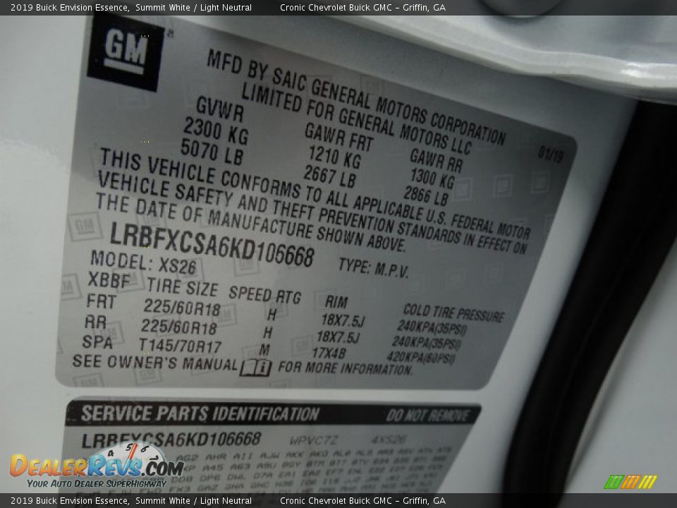 2019 Buick Envision Essence Summit White / Light Neutral Photo #26