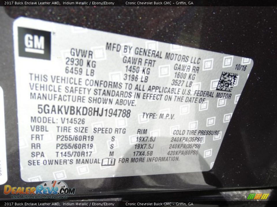 2017 Buick Enclave Leather AWD Iridium Metallic / Ebony/Ebony Photo #33