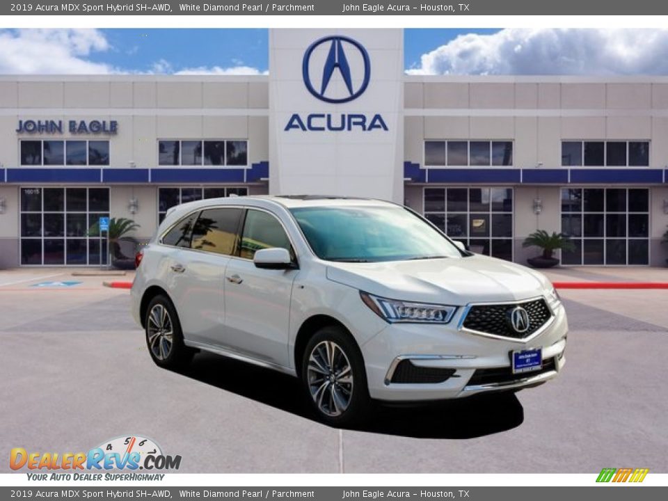 2019 Acura MDX Sport Hybrid SH-AWD White Diamond Pearl / Parchment Photo #1