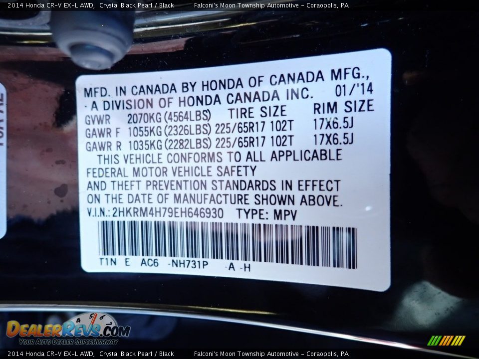 2014 Honda CR-V EX-L AWD Crystal Black Pearl / Black Photo #23
