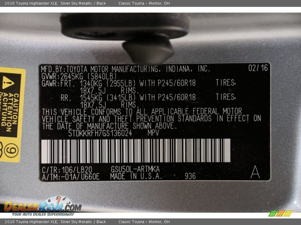 2016 Toyota Highlander XLE Silver Sky Metallic / Black Photo #21