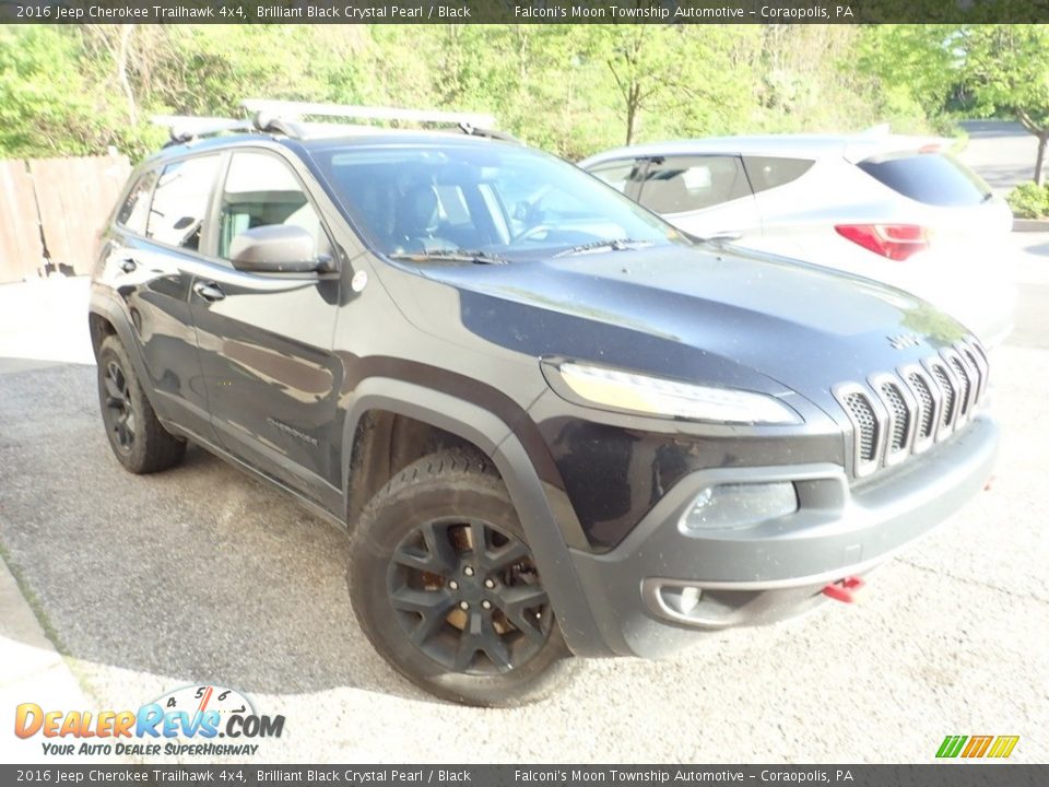 2016 Jeep Cherokee Trailhawk 4x4 Brilliant Black Crystal Pearl / Black Photo #3