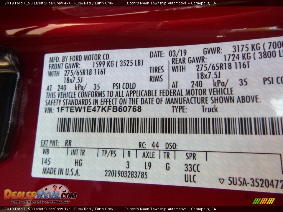 2019 Ford F150 Lariat SuperCrew 4x4 Ruby Red / Earth Gray Photo #12