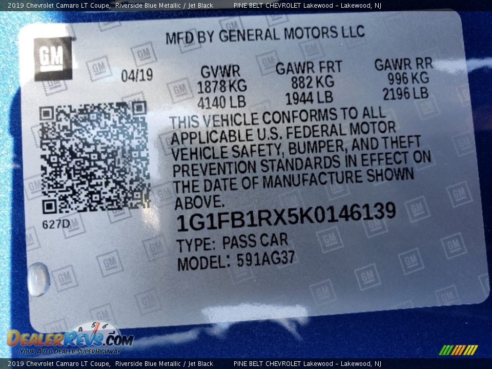 2019 Chevrolet Camaro LT Coupe Riverside Blue Metallic / Jet Black Photo #8