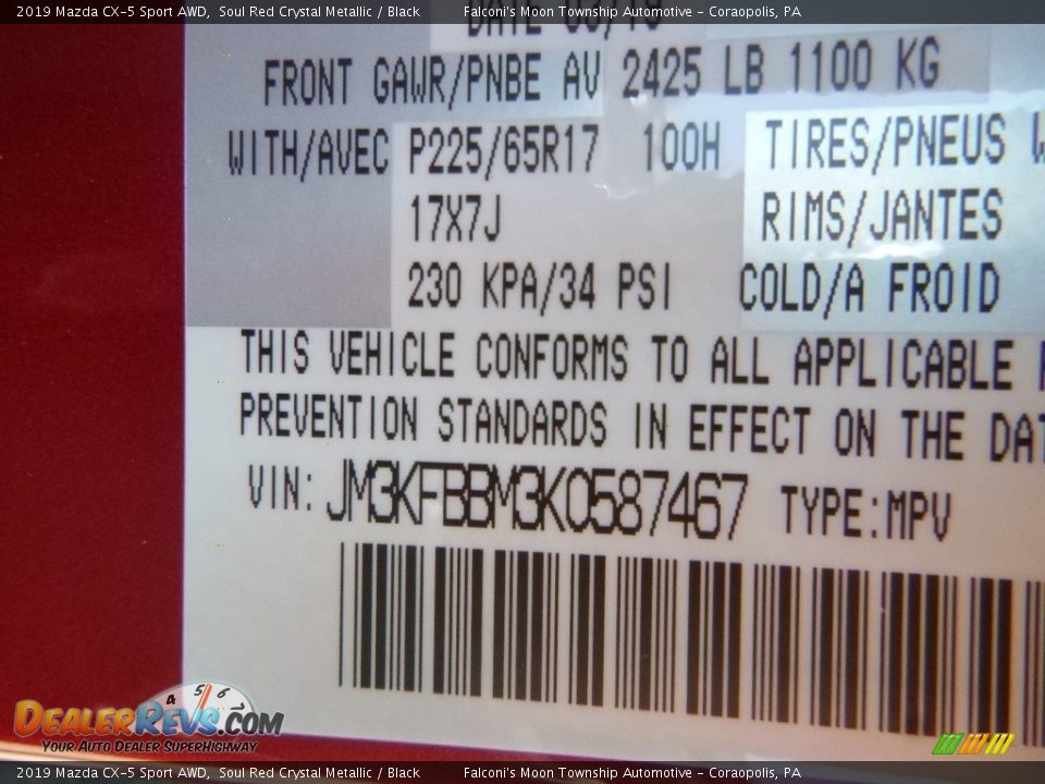 2019 Mazda CX-5 Sport AWD Soul Red Crystal Metallic / Black Photo #12