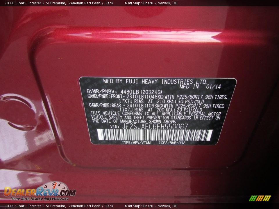 2014 Subaru Forester 2.5i Premium Venetian Red Pearl / Black Photo #31