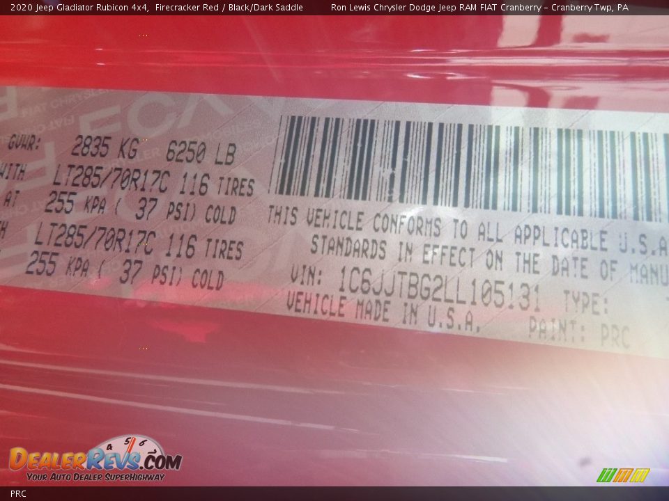 Jeep Color Code PRC Firecracker Red