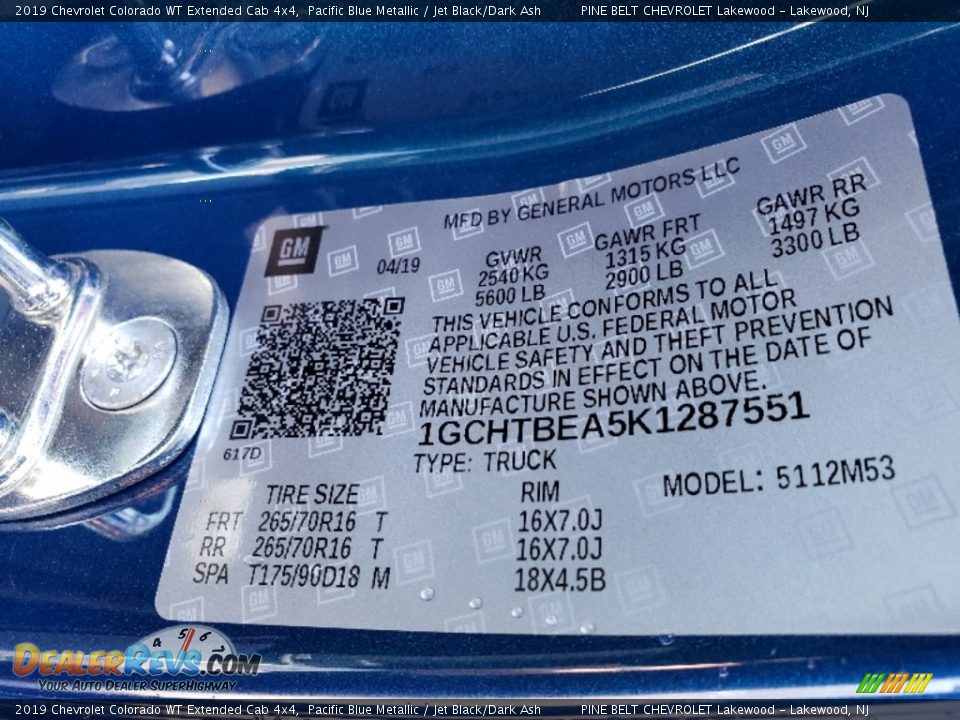 2019 Chevrolet Colorado WT Extended Cab 4x4 Pacific Blue Metallic / Jet Black/Dark Ash Photo #8