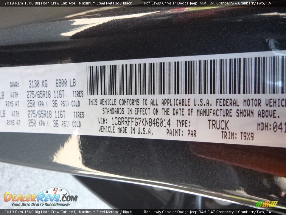 2019 Ram 1500 Big Horn Crew Cab 4x4 Maximum Steel Metallic / Black Photo #13