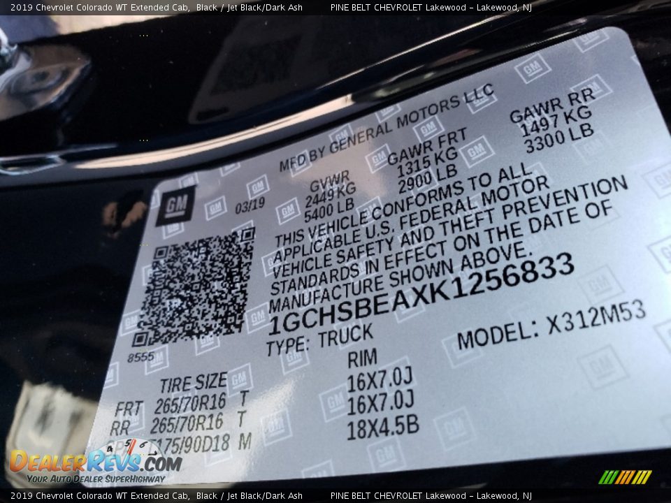 2019 Chevrolet Colorado WT Extended Cab Black / Jet Black/Dark Ash Photo #8