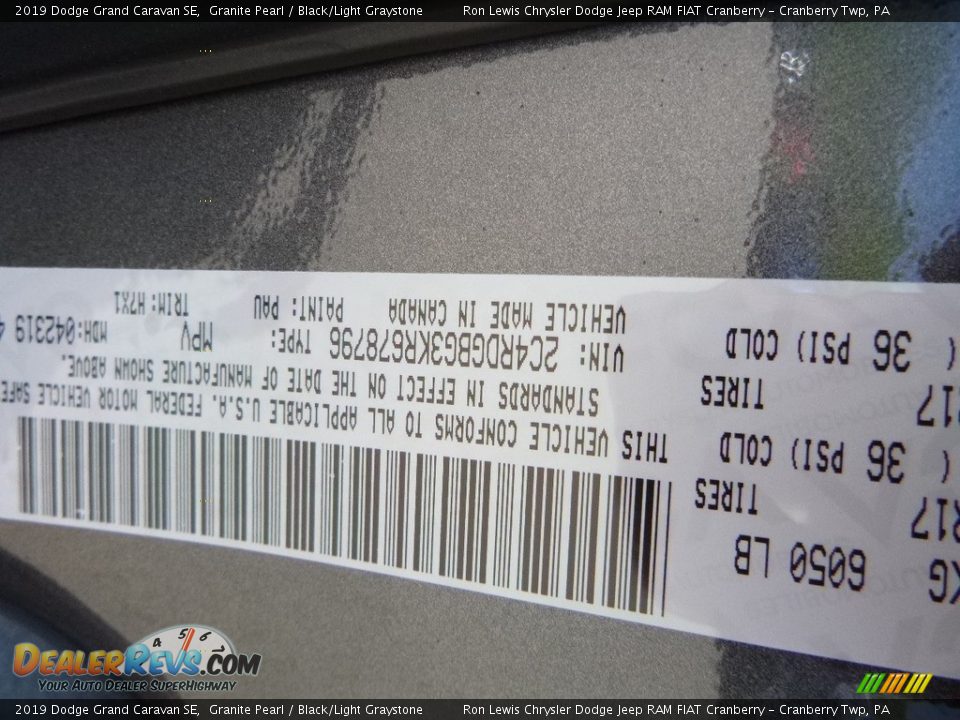 2019 Dodge Grand Caravan SE Granite Pearl / Black/Light Graystone Photo #15