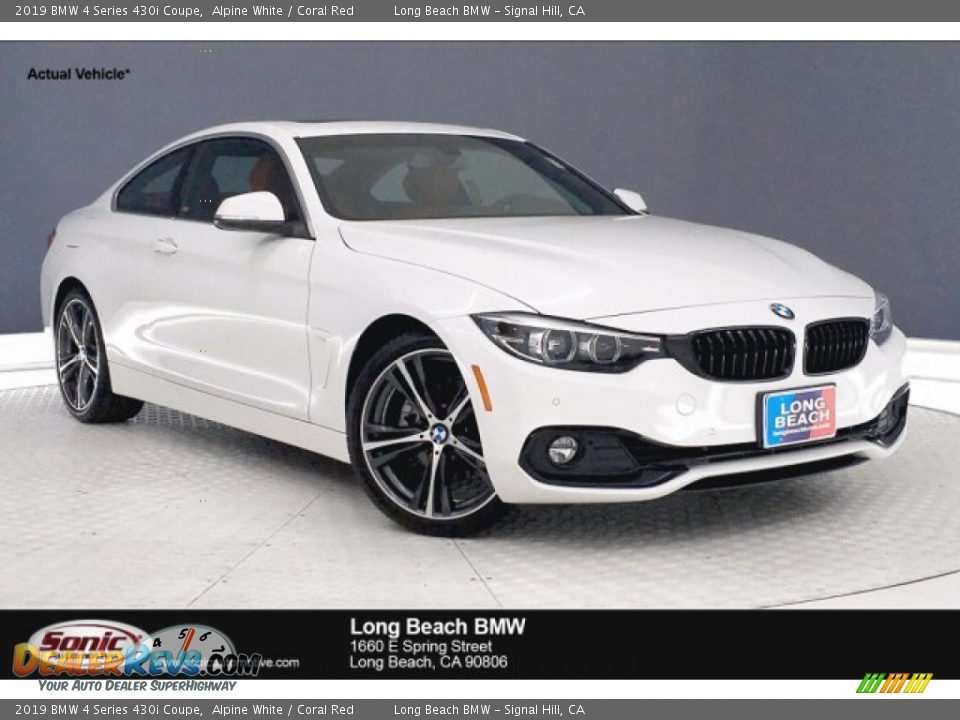 2019 BMW 4 Series 430i Coupe Alpine White / Coral Red Photo #1