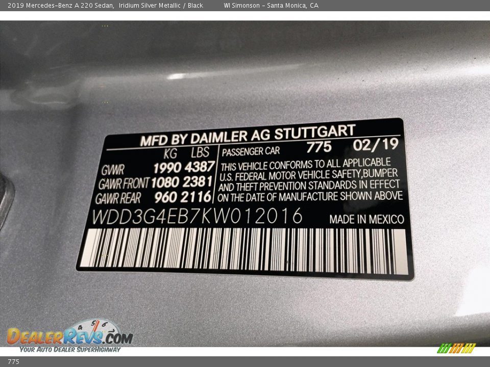 Mercedes-Benz Color Code 775 Iridium Silver Metallic