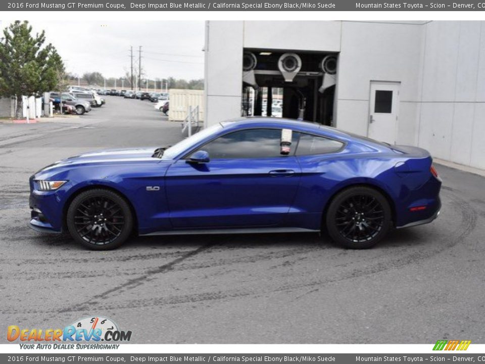 2016 Ford Mustang GT Premium Coupe Deep Impact Blue Metallic / California Special Ebony Black/Miko Suede Photo #3