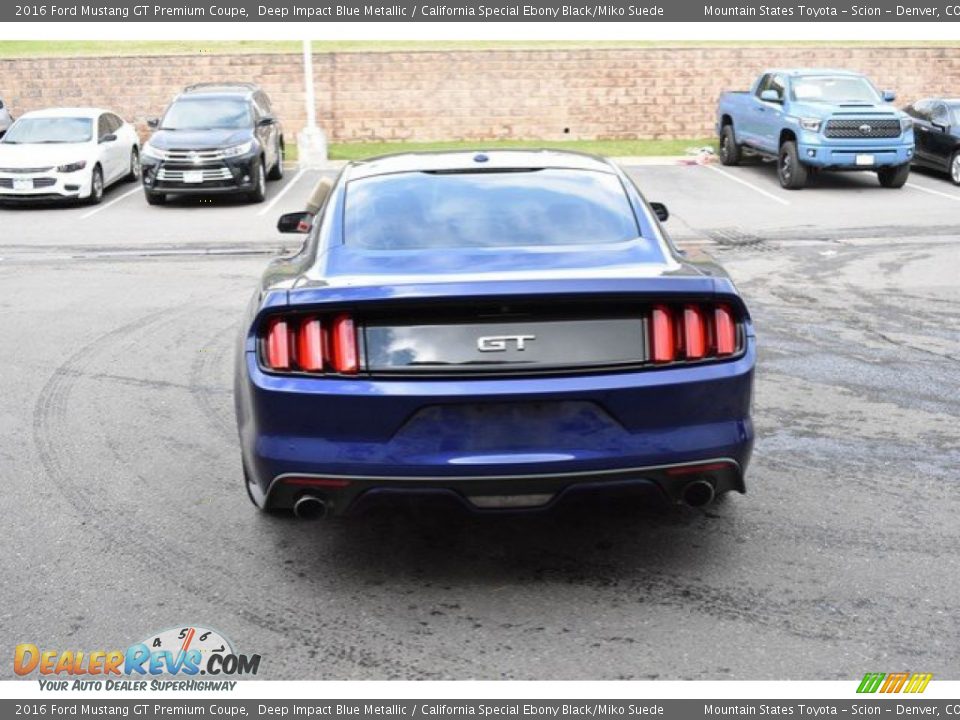 2016 Ford Mustang GT Premium Coupe Deep Impact Blue Metallic / California Special Ebony Black/Miko Suede Photo #5