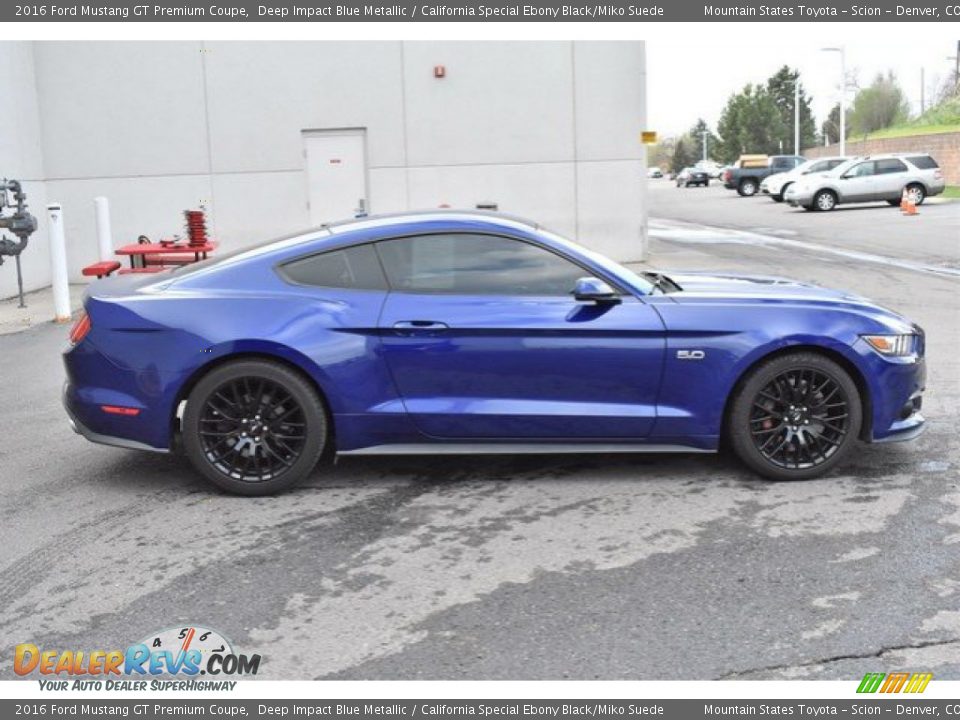 2016 Ford Mustang GT Premium Coupe Deep Impact Blue Metallic / California Special Ebony Black/Miko Suede Photo #7