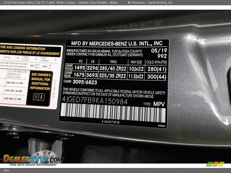 Mercedes-Benz Color Code 992 Selenite Grey Metallic