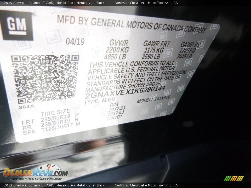 2019 Chevrolet Equinox LT AWD Mosaic Black Metallic / Jet Black Photo #15