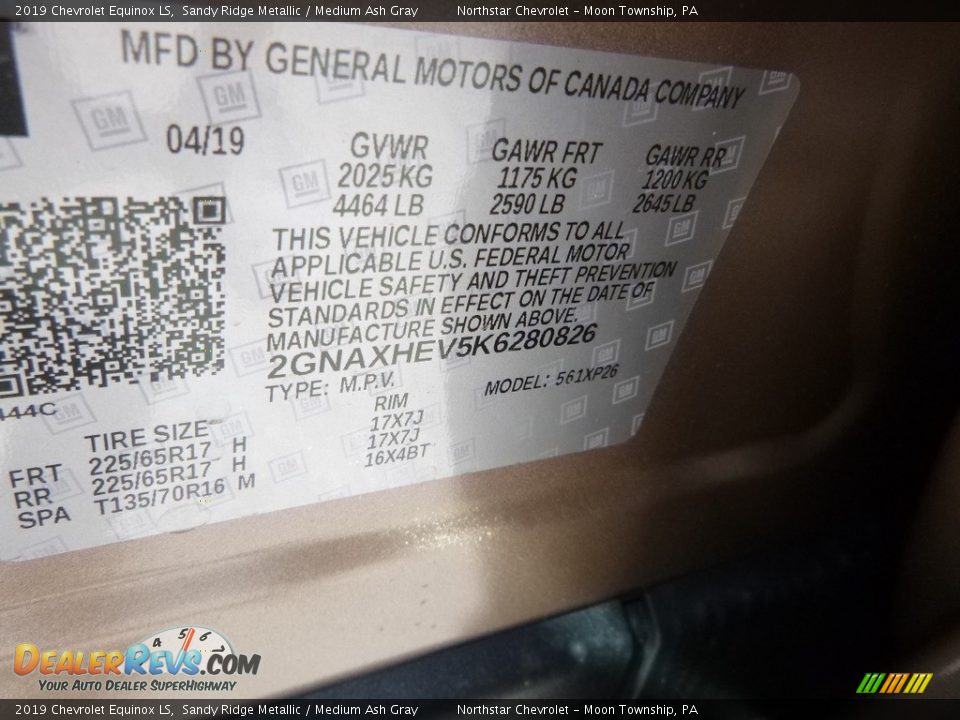 2019 Chevrolet Equinox LS Sandy Ridge Metallic / Medium Ash Gray Photo #15