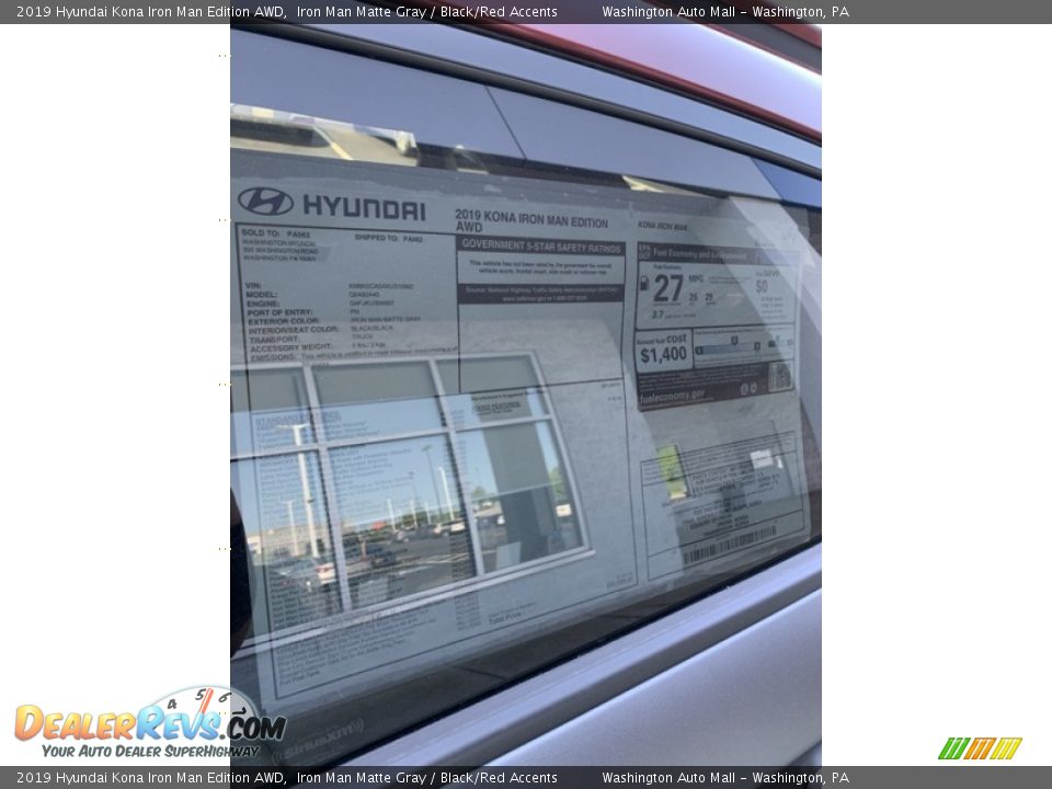 2019 Hyundai Kona Iron Man Edition AWD Iron Man Matte Gray / Black/Red Accents Photo #16