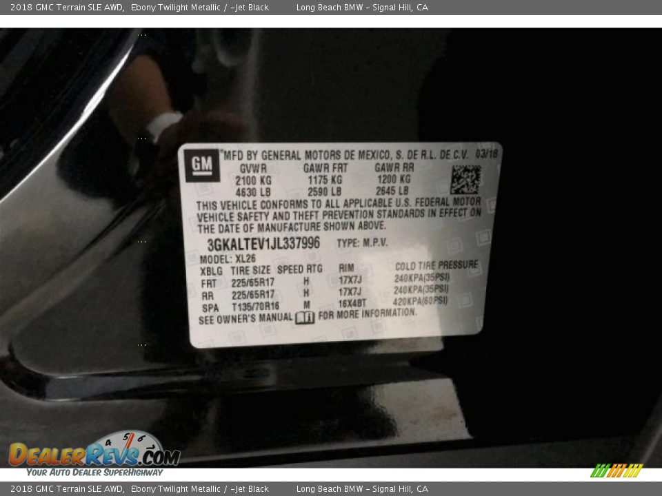 2018 GMC Terrain SLE AWD Ebony Twilight Metallic / ­Jet Black Photo #19
