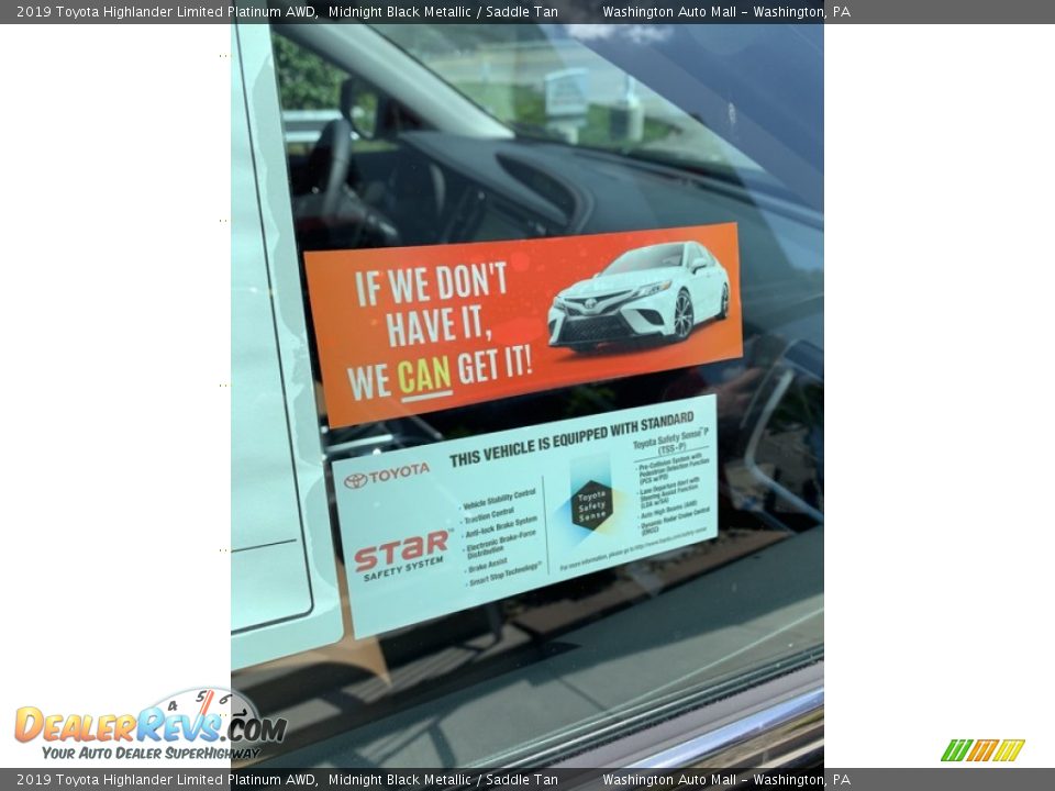2019 Toyota Highlander Limited Platinum AWD Midnight Black Metallic / Saddle Tan Photo #32
