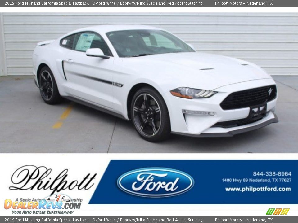 2019 Ford Mustang California Special Fastback Oxford White / Ebony w/Miko Suede and Red Accent Stitching Photo #1