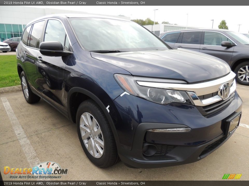 2019 Honda Pilot LX AWD Obsidian Blue Pearl / Gray Photo #3