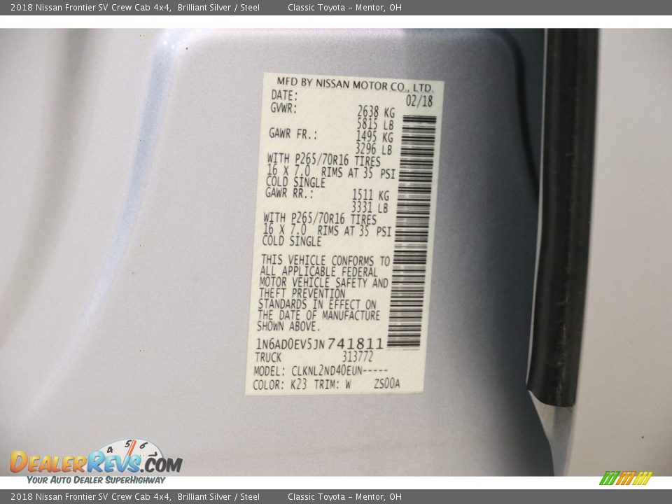 2018 Nissan Frontier SV Crew Cab 4x4 Brilliant Silver / Steel Photo #17