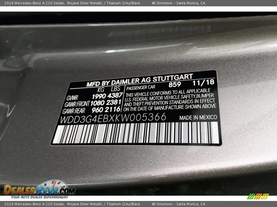 2019 Mercedes-Benz A 220 Sedan Mojave Silver Metallic / Titanium Grey/Black Photo #11