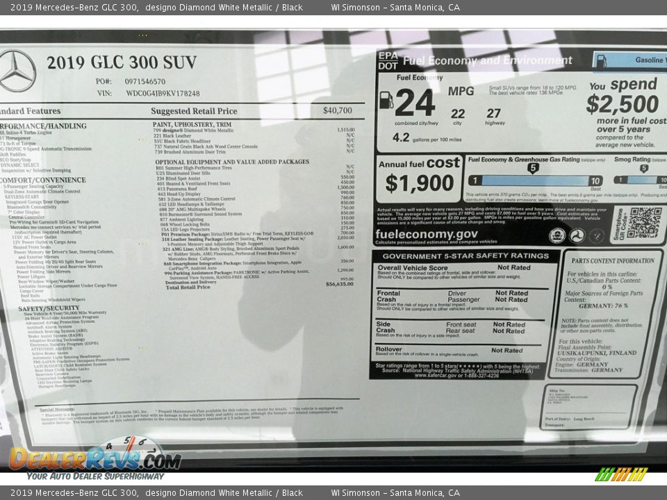2019 Mercedes-Benz GLC 300 designo Diamond White Metallic / Black Photo #10