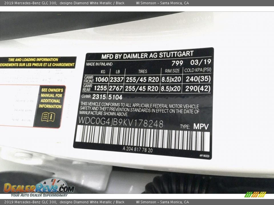 2019 Mercedes-Benz GLC 300 designo Diamond White Metallic / Black Photo #11